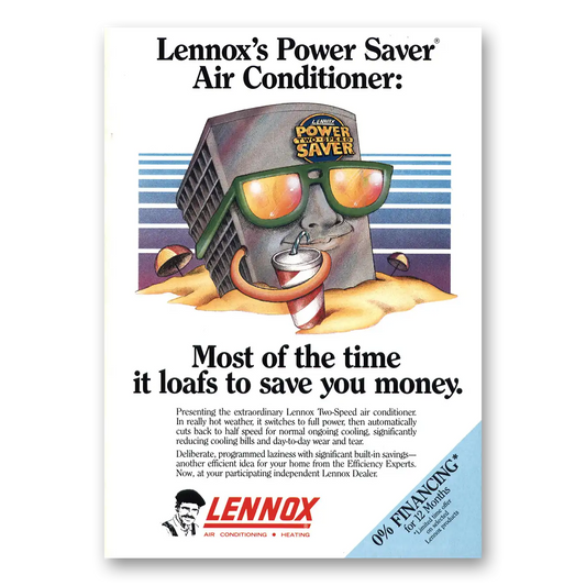 1987 Lennox Air Conditioning Power Saver Vintage Magazine Print Ad