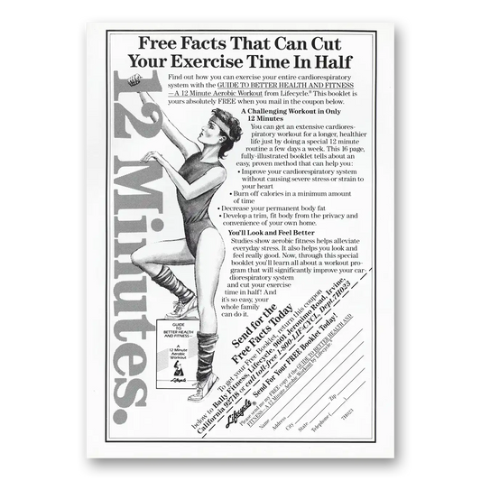 1987 Bally Fitness Products Lifecycle 12 Minutes Cut Exercise Time In Half Vintage Magazine Print Ad