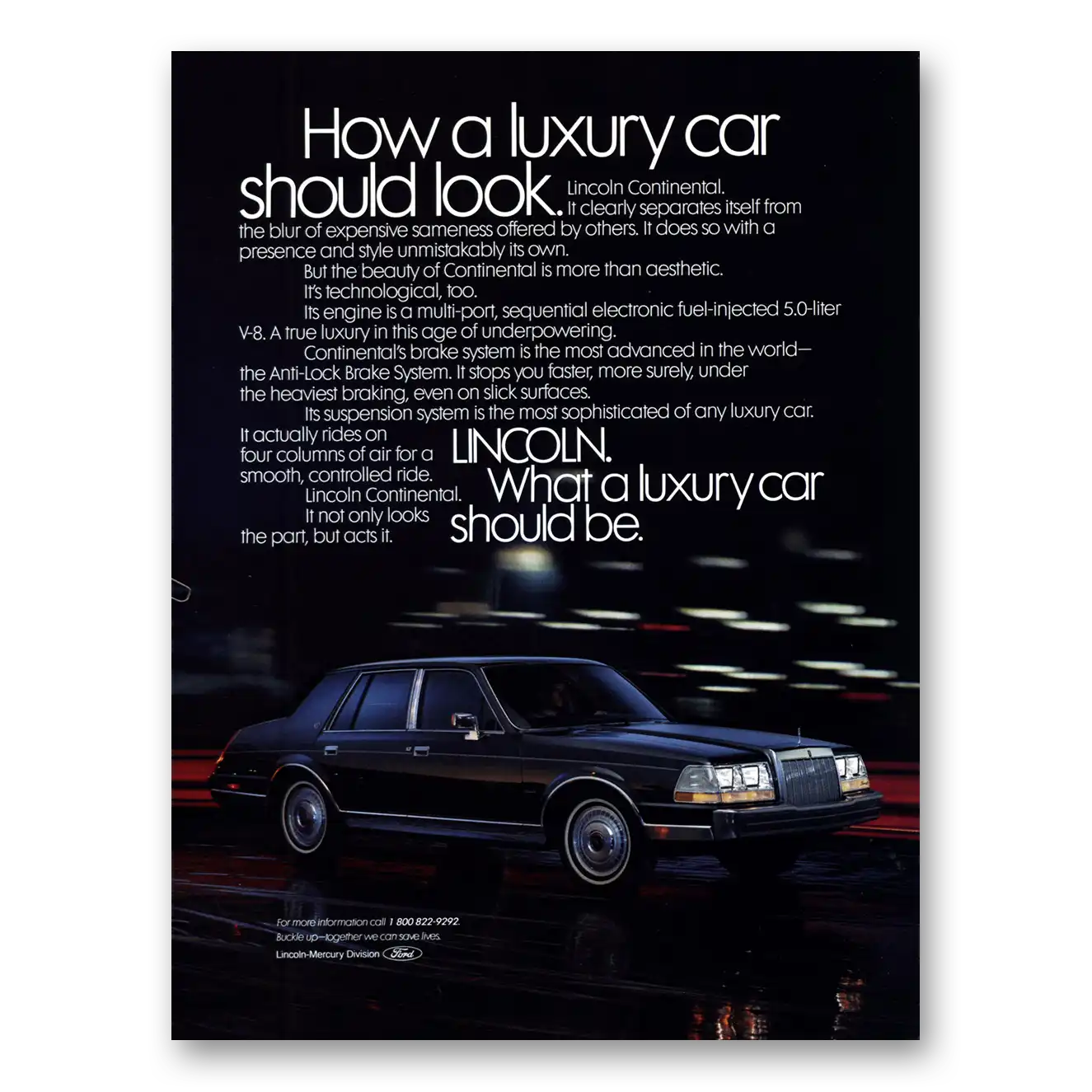 1987 Lincoln Continental How a Luxury Car Should Look Vintage Magazine Print Ad