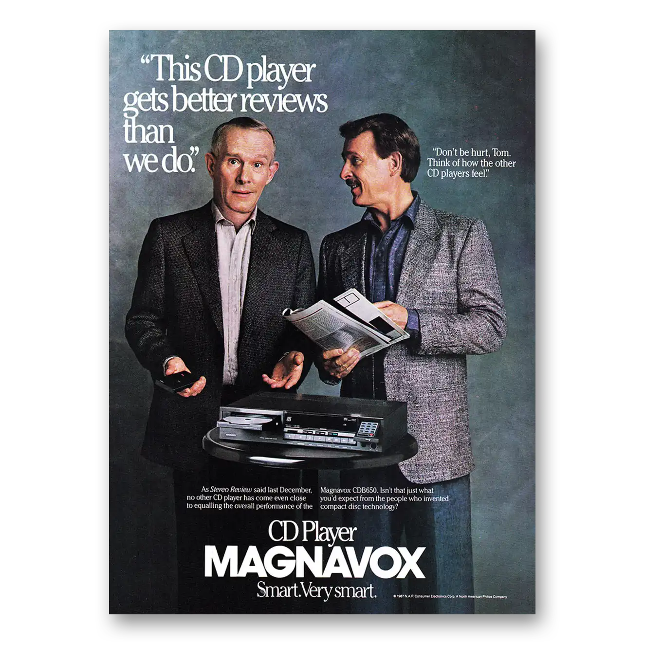 1987 Magnavox CD Player Smothers Brothers Vintage Magazine Print Ad