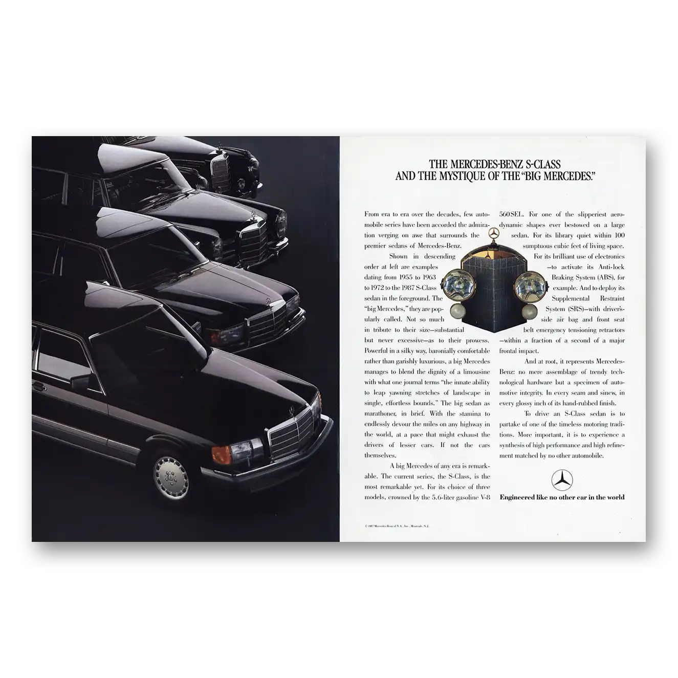 1987 Mercedes Benz S Class Mystique of the Big Mercedes Vintage Magazine Print Ad