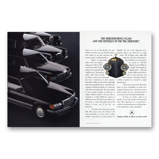 1987 Mercedes Benz S Class Mystique of the Big Mercedes Vintage Magazine Print Ad