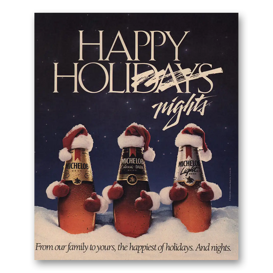 1987 Michelob Beer Happy Holidays Nights Vintage Magazine Print Ad