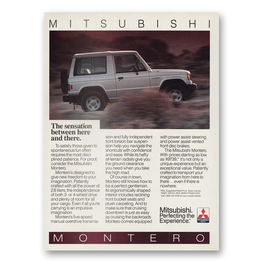 1986 Mitsubishi Montero Sensation Between Here and There Vintage Magazine Print Ad