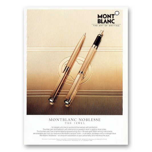 1987 Montblanc Pens Noblesse The Jewel Vintage Magazine Print Ad