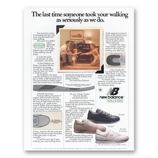 1987 New Balance Shoes Last Time Someone Took Your Walking Seriously Vintage Magazine Print Ad