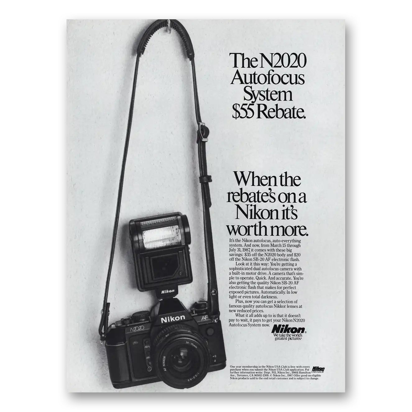 1987 Nikon Camera Autofocus System Vintage Magazine Print Ad