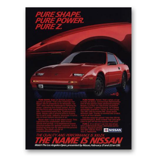 1987 Nissan 300ZX Pure Shape Pure Power Pure Z Vintage Magazine Print Ad