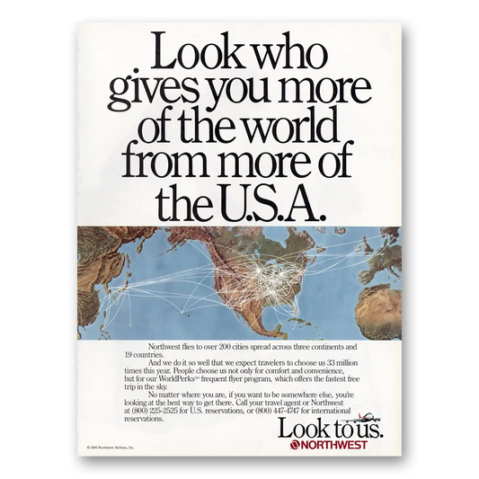 1987 Northwest Airlines Look Who Gives You More Vintage Magazine Print Ad