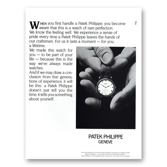 1987 Patek Philippe Watch When Your First Handle Vintage Magazine Print Ad