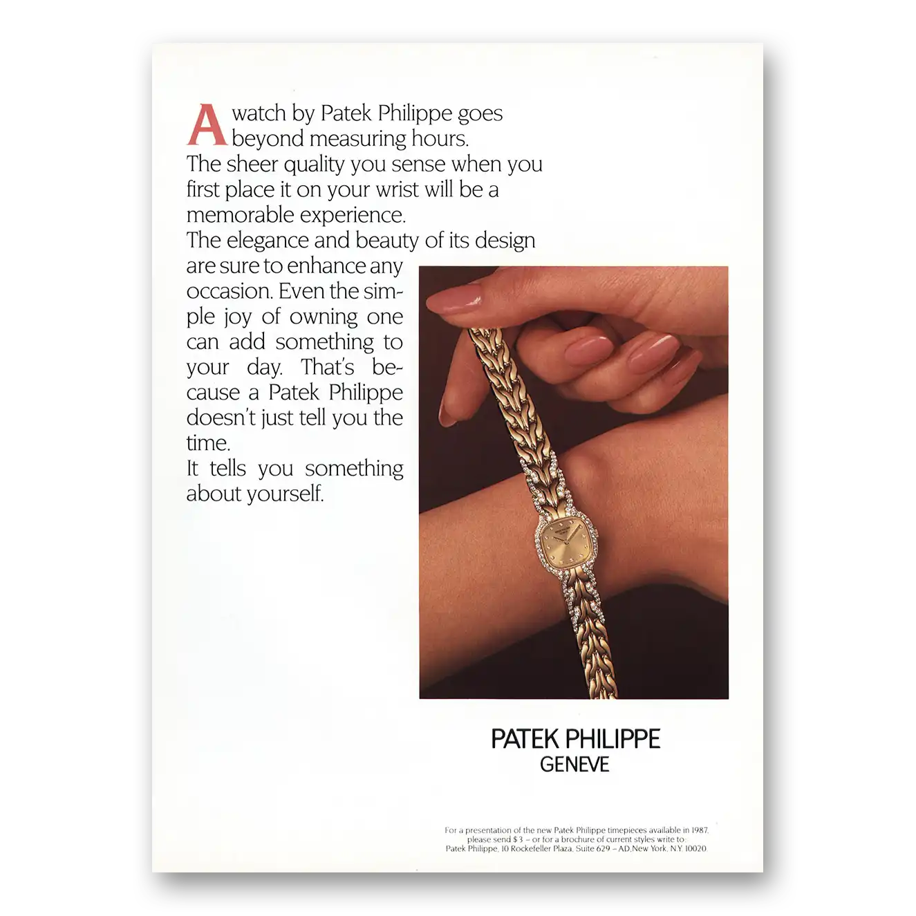 1987 Patek Philippe Watch Goes Beyond Measuring Hours Vintage Magazine Print Ad