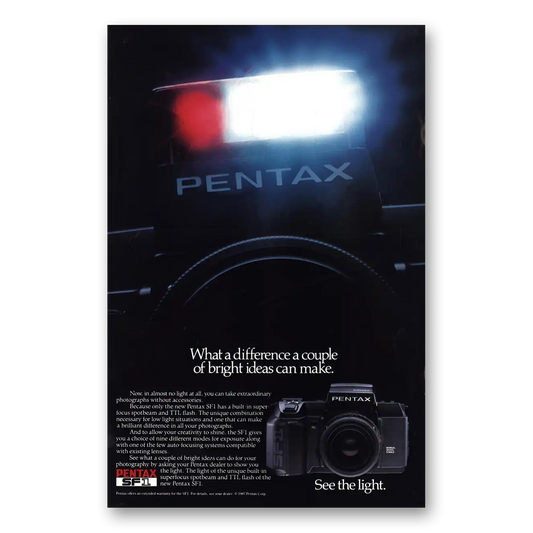 1987 Pentax Camera Bright Ideas Vintage Magazine Print Ad