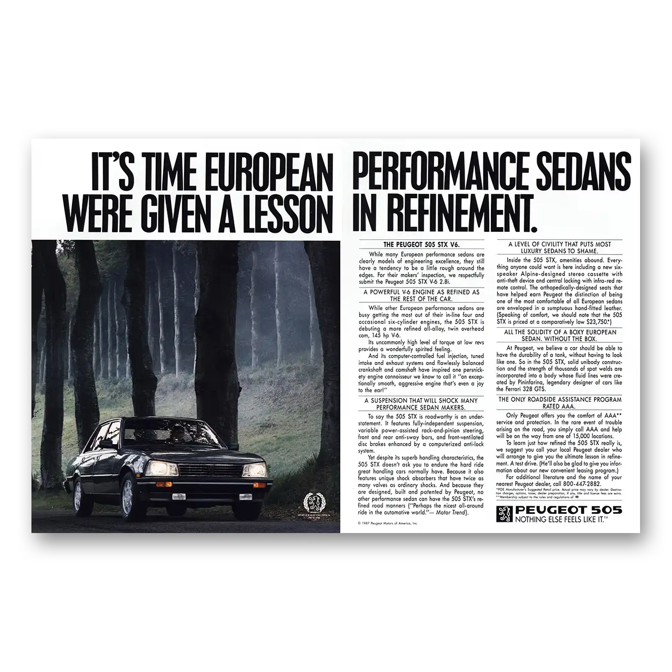 1987 Peugeot 505 European Sedan Lesson In Refinement Vintage Magazine Print Ad