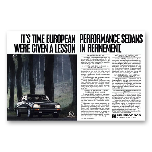 1987 Peugeot 505 European Sedan Lesson In Refinement Vintage Magazine Print Ad