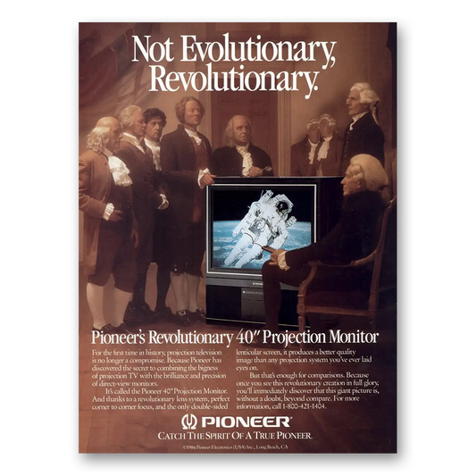 1987 Pioneer Projection Monitor TV Not Evolutionary Revolutionary Vintage Magazine Print Ad