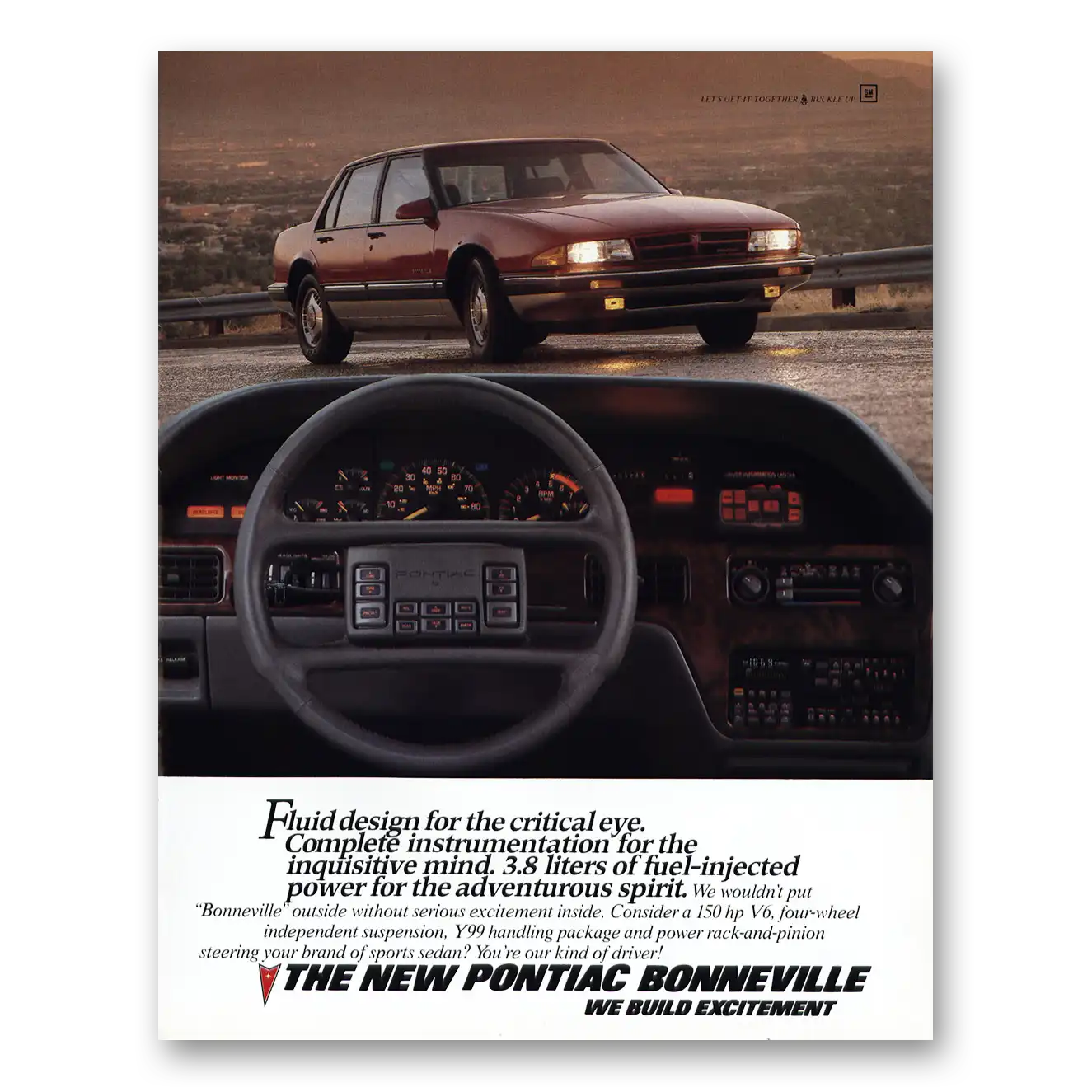 1987 Pontiac Bonneville Fluid Design for the Critical Eye Vintage Magazine Print Ad