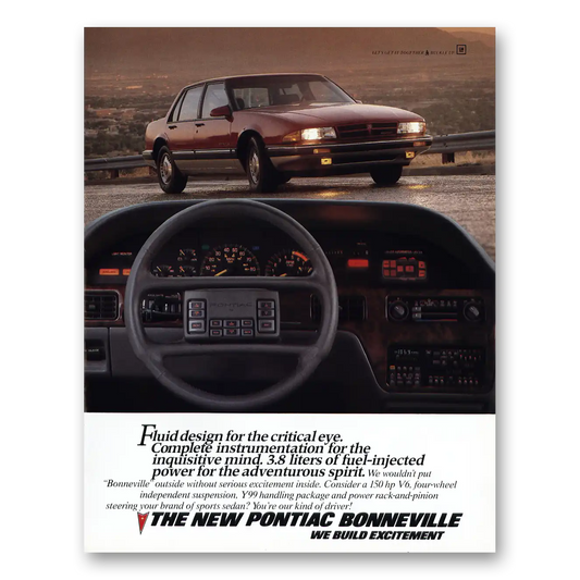 1987 Pontiac Bonneville Fluid Design for the Critical Eye Vintage Magazine Print Ad