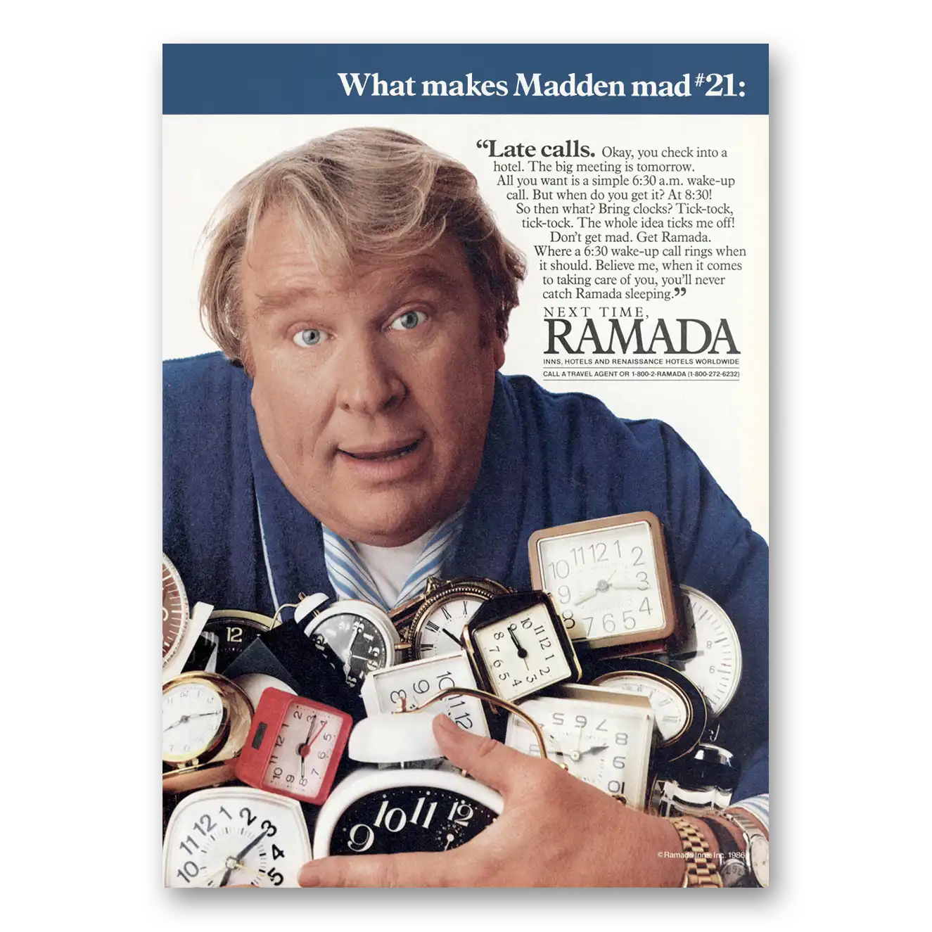 1987 Ramada Inn What Makes Madden Mad 21 Vintage Magazine Print Ad