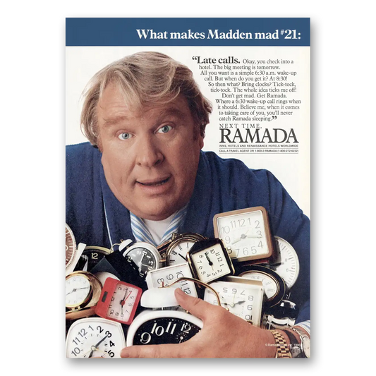 1987 Ramada Inn What Makes Madden Mad 21 Vintage Magazine Print Ad