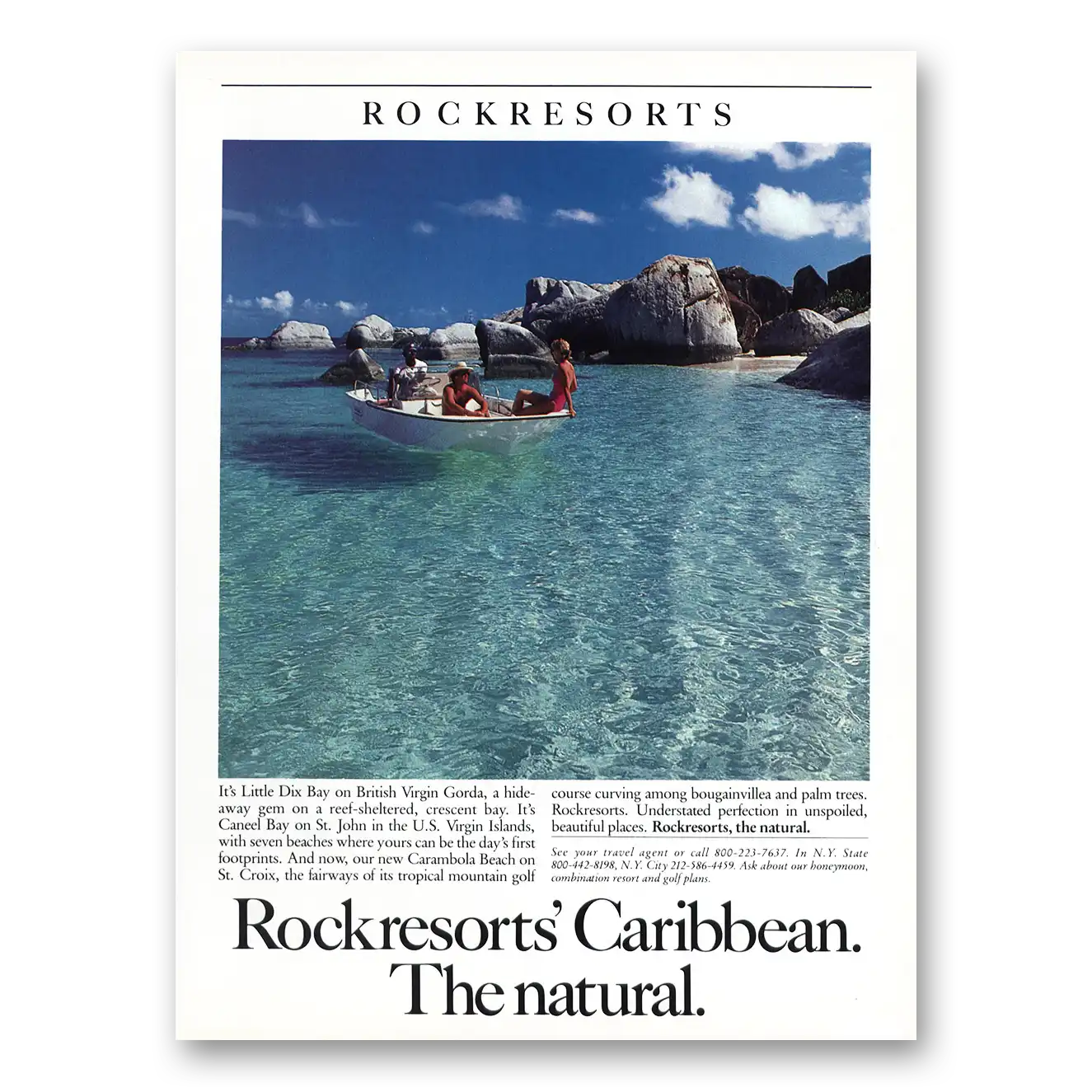 1987 Rockresorts Little Dix Bay British Virgin Gorda Vintage Magazine Print Ad