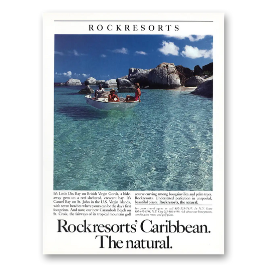 1987 Rockresorts Little Dix Bay British Virgin Gorda Vintage Magazine Print Ad