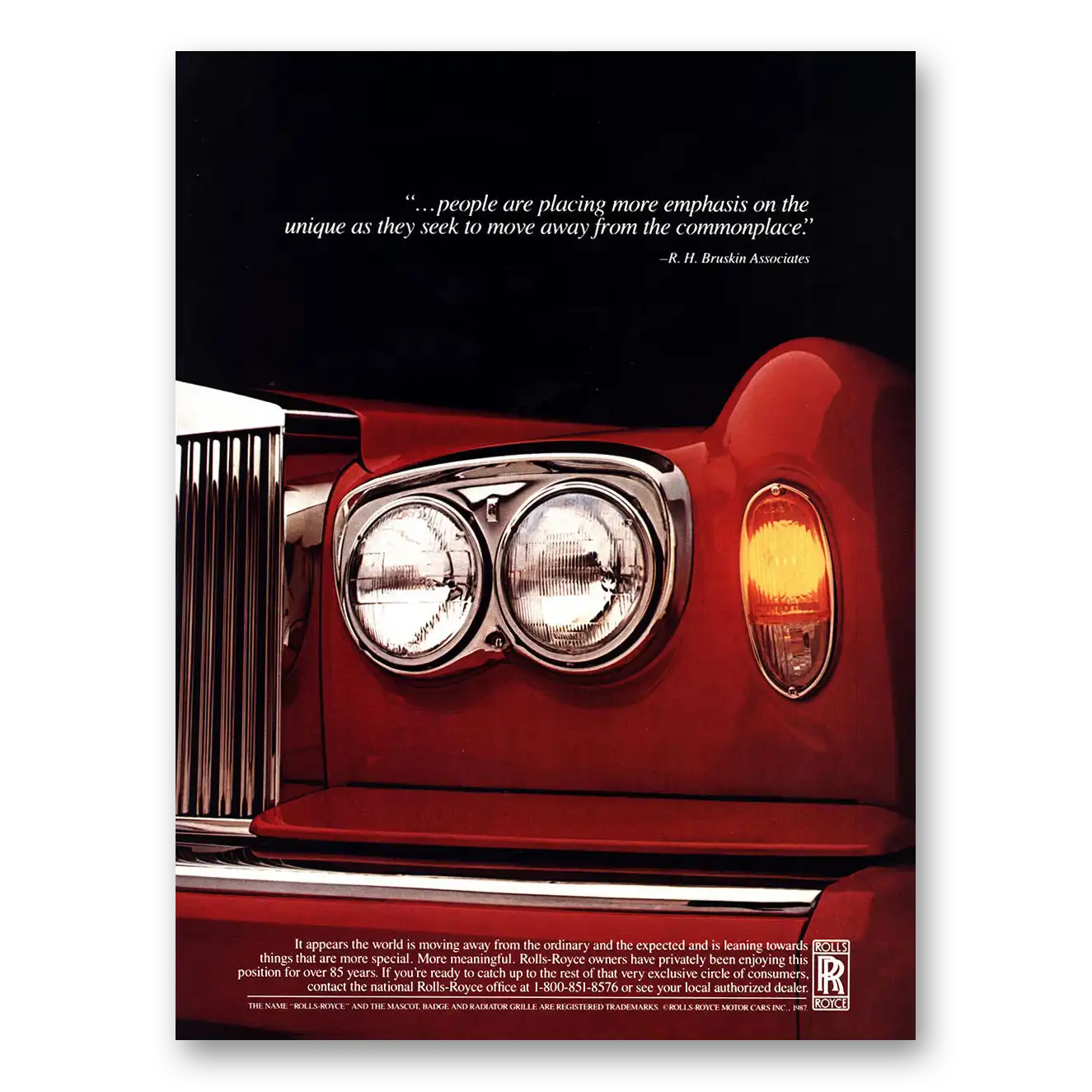 1987 Rolls Royce People Are Placing More Emphasis Vintage Magazine Print Ad