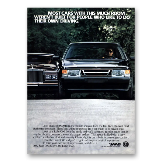 1987 Saab Most Cars With This Much Room Vintage Magazine Print Ad