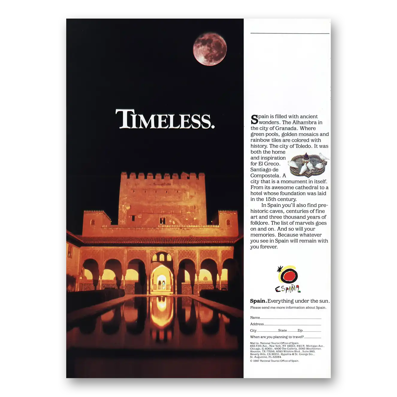 1987 Spain Timeless Vintage Magazine Print Ad