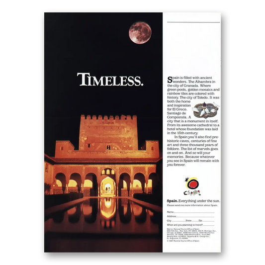 1987 Spain Timeless Vintage Magazine Print Ad