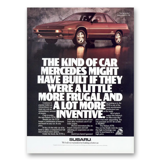 1987 Subaru XT6 Mercedes Might Have Built Vintage Magazine Print Ad