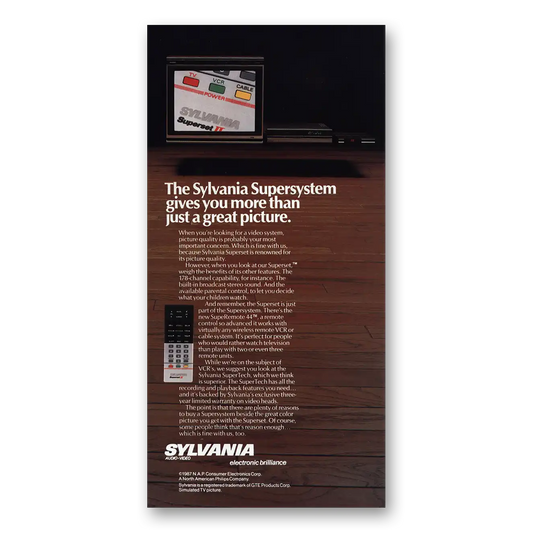 1987 Sylvania Televisions Supersystem Gives You More Vintage Magazine Print Ad