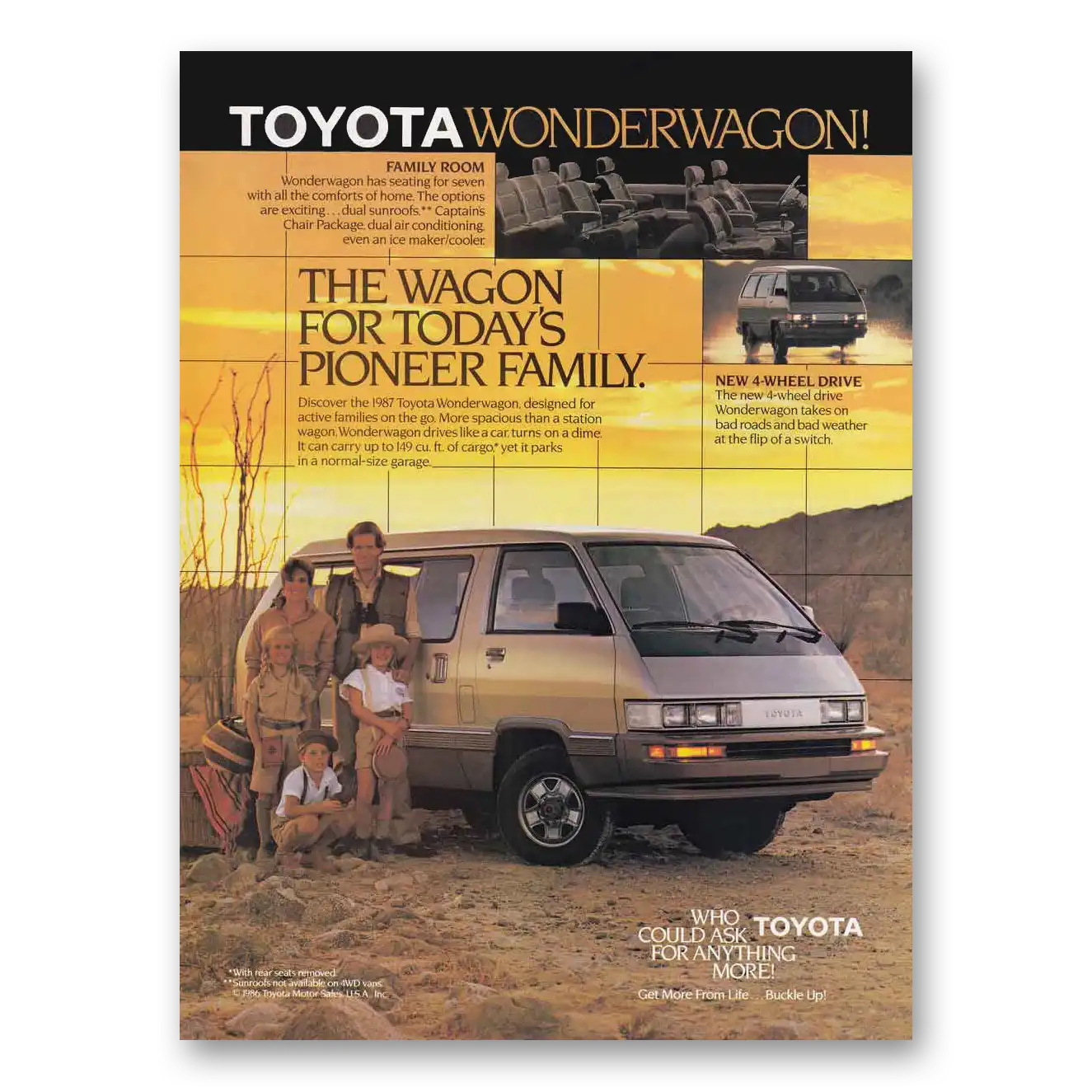 1987 Toyota Wonderwagon Wagon for Today's Pioneer Vintage Magazine Print Ad