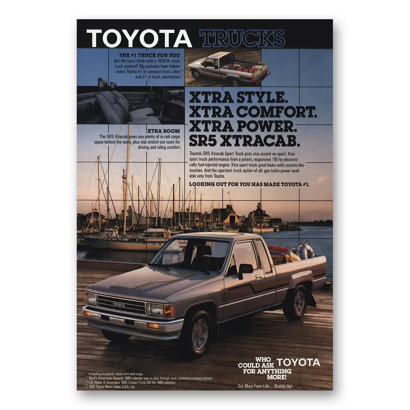 1987 Toyota Trucks XtraCab Sport Truck Accent On Sport Vintage Magazine Print Ad