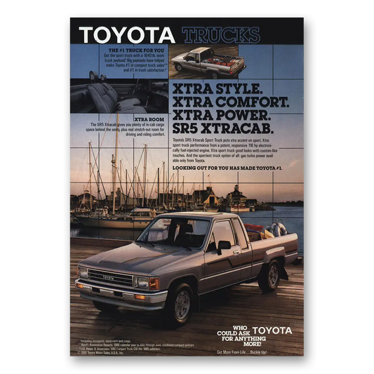 1987 Toyota Trucks XtraCab Sport Truck Accent On Sport Vintage Magazine Print Ad