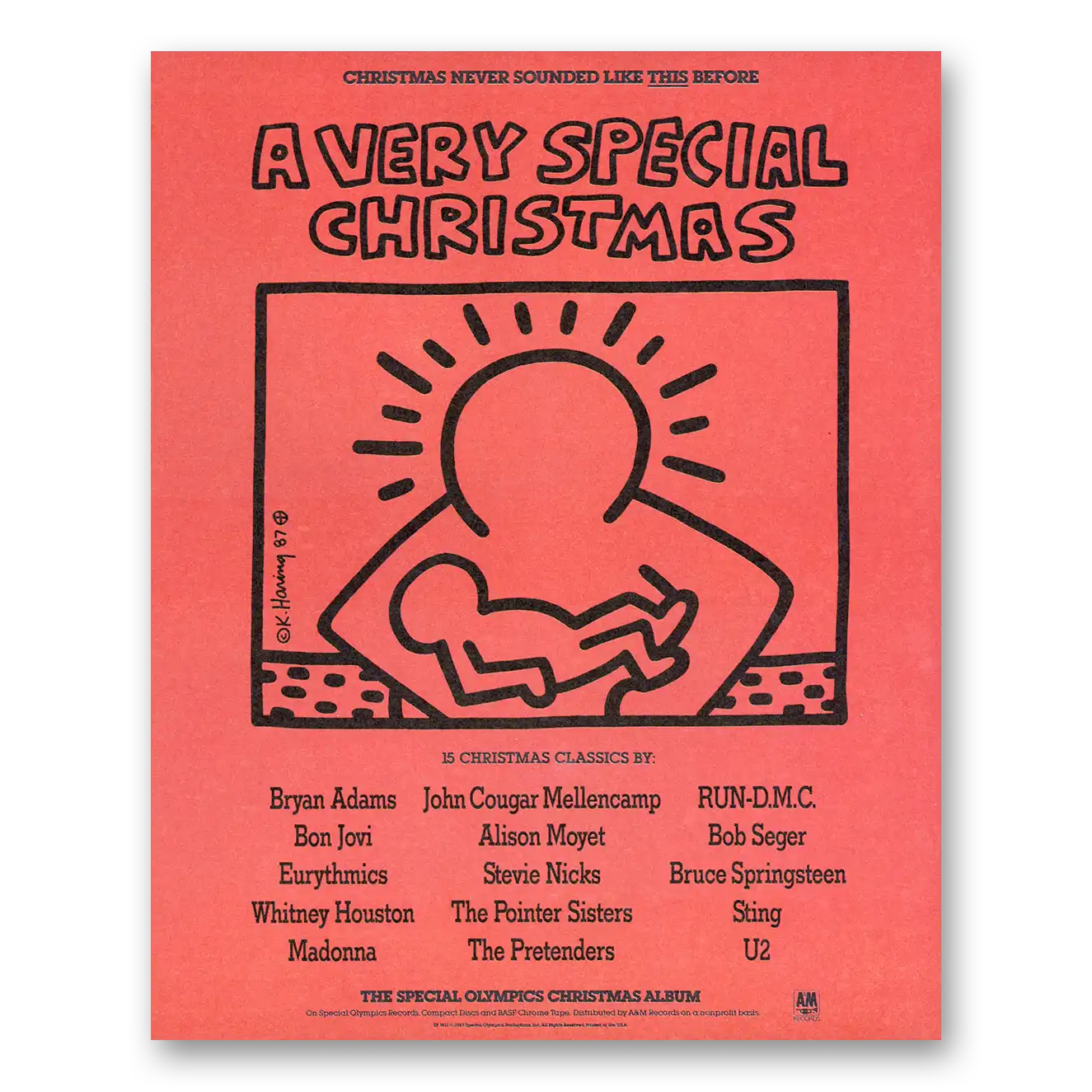 1987 A Very Special Christmas Promo Bon Jovi Eurythmics Vintage Magazine Print Ad