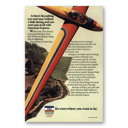 1987 Visa Brets Skysailing Vintage Magazine Print Ad