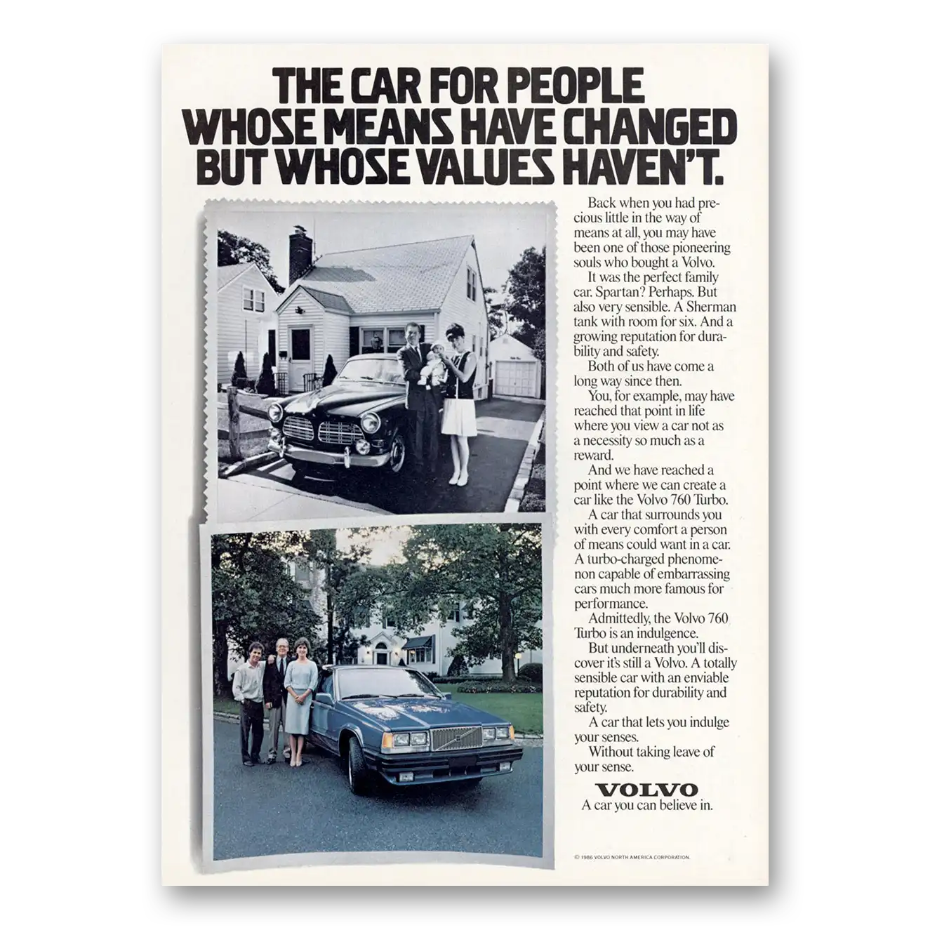 1987 Volvo People Whose Means Have Changed Vintage Magazine Print Ad