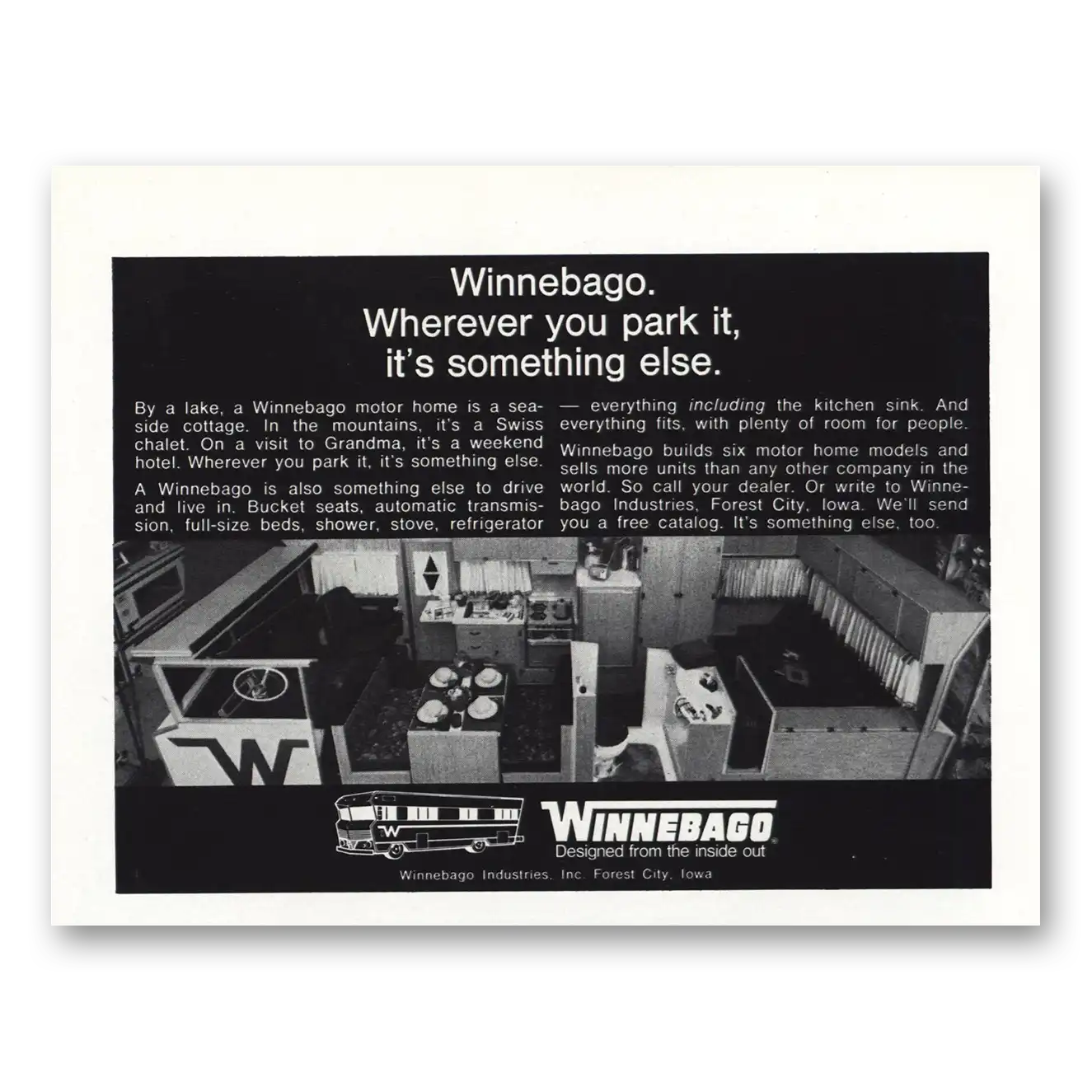 1987 Winnebago Wherever You Park It Vintage Magazine Print Ad