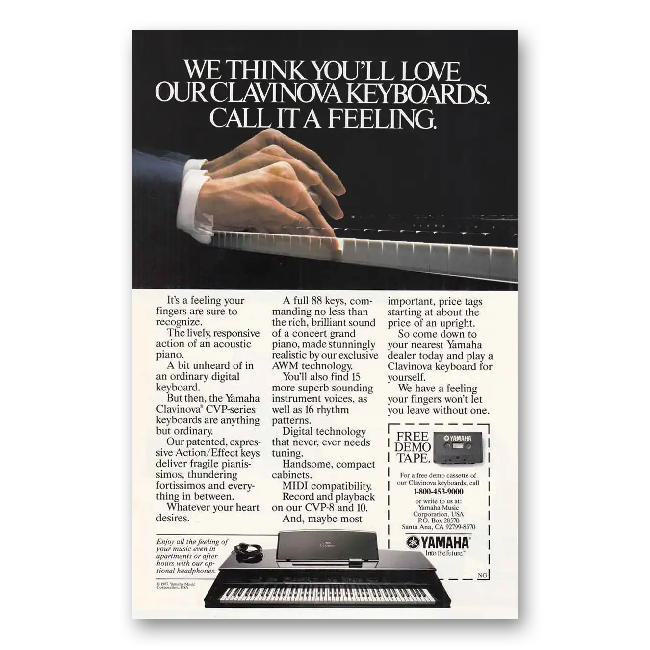 1987 Yamaha Keyboards Clavinova Keyboards Vintage Magazine Print Ad