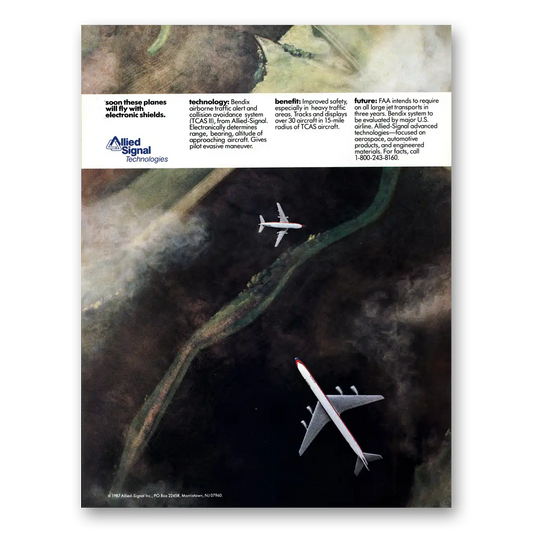1988 Allied Signal Soon These Planes Will Fly Electronic Shields Vintage Magazine Print Ad