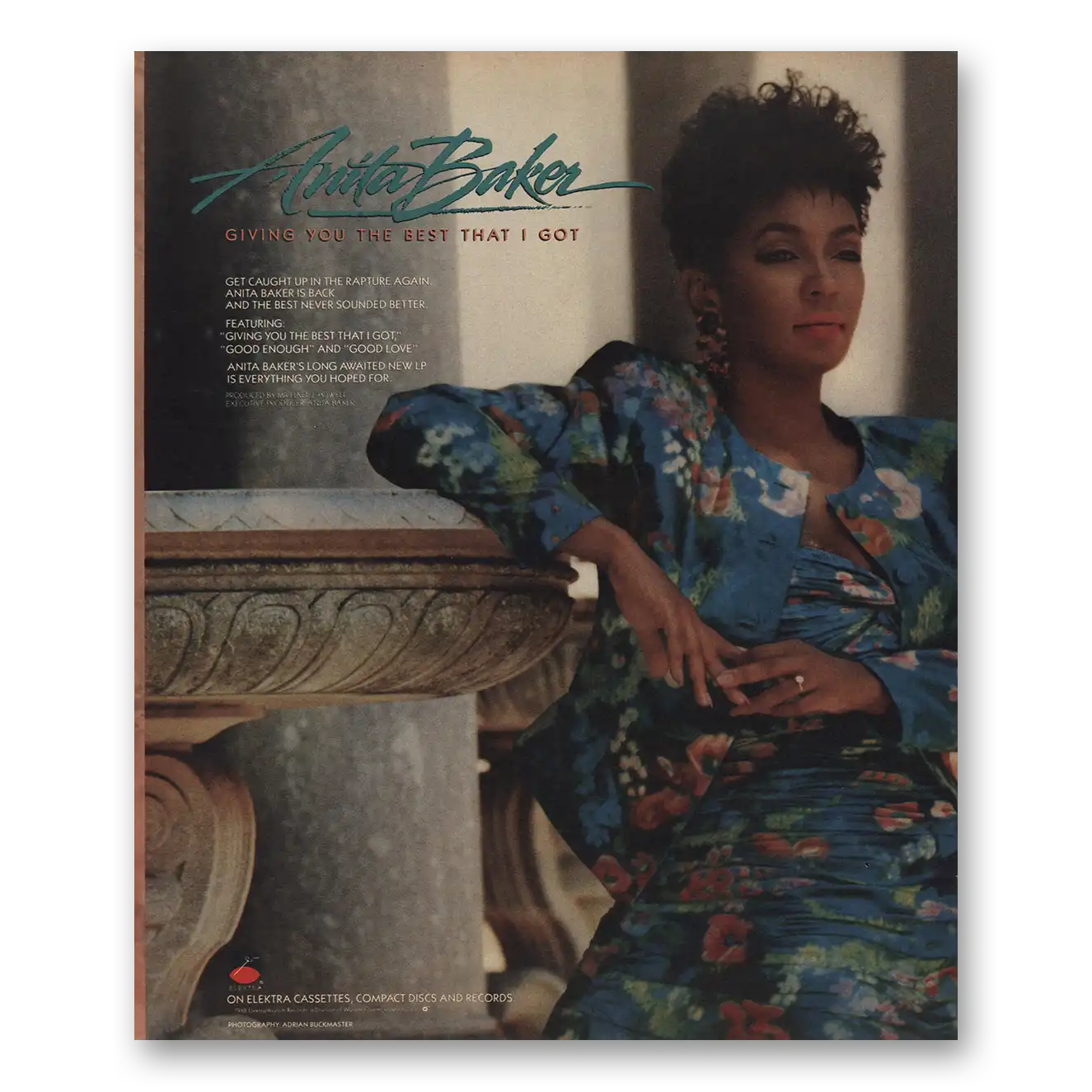 1988 Anita Baker Giving You the Best Vintage Magazine Print Ad