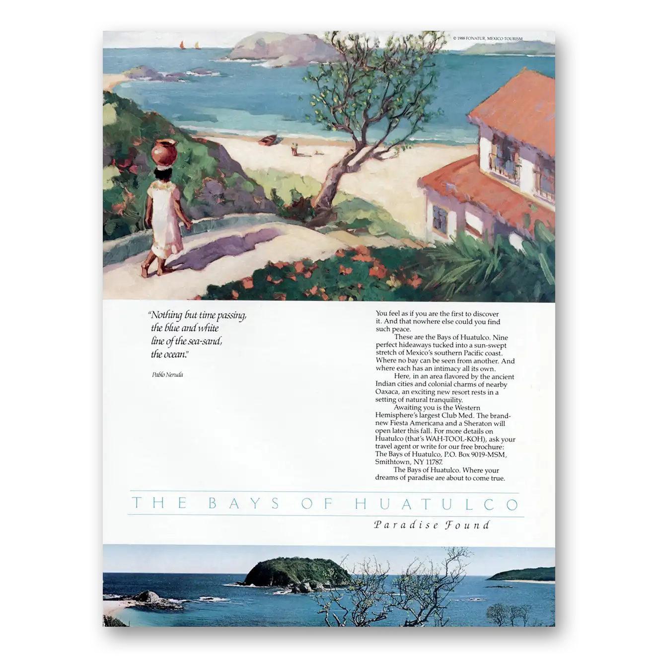 1988 Bays of Huatulco Nothing But Time Passing Vintage Magazine Print Ad