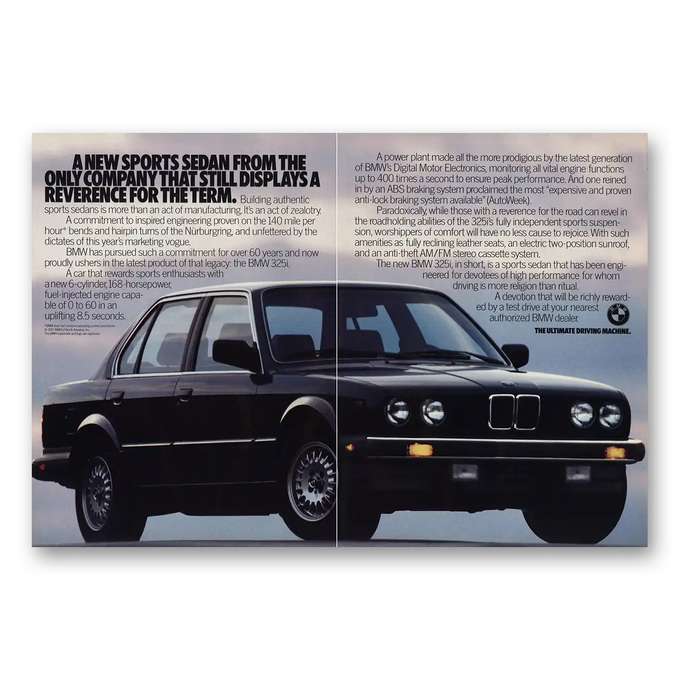 1987 BMW 3 Series Still Displays a Reverence for the Term Vintage Magazine Print Ad