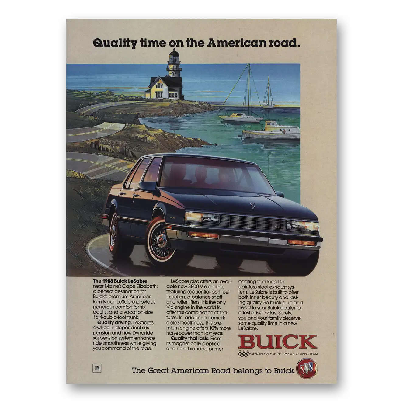 1988 Buick LeSabre Quality Time On the American Road Vintage Magazine Print Ad