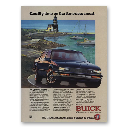 1988 Buick LeSabre Quality Time On the American Road Vintage Magazine Print Ad