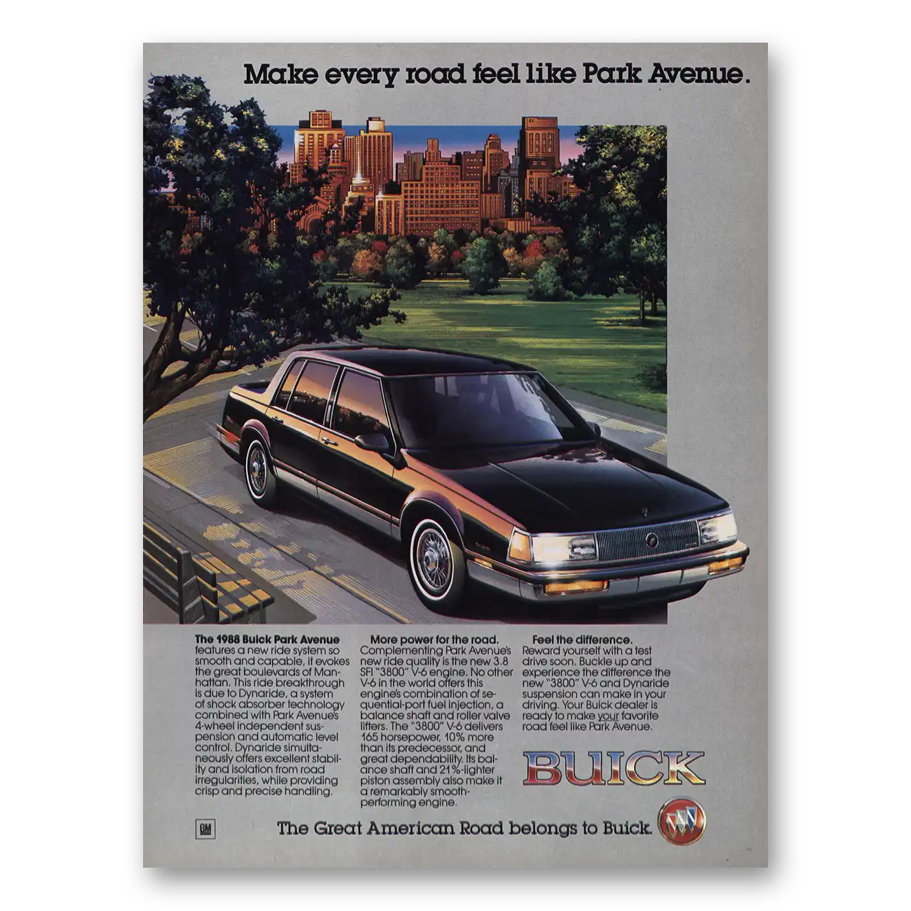 1987 Buick Park Avenue Make Every Road Feel Like Vintage Magazine Print Ad