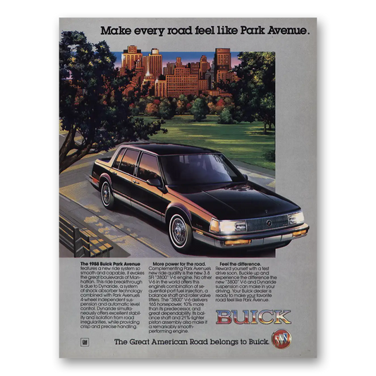 1987 Buick Park Avenue Make Every Road Feel Like Vintage Magazine Print Ad