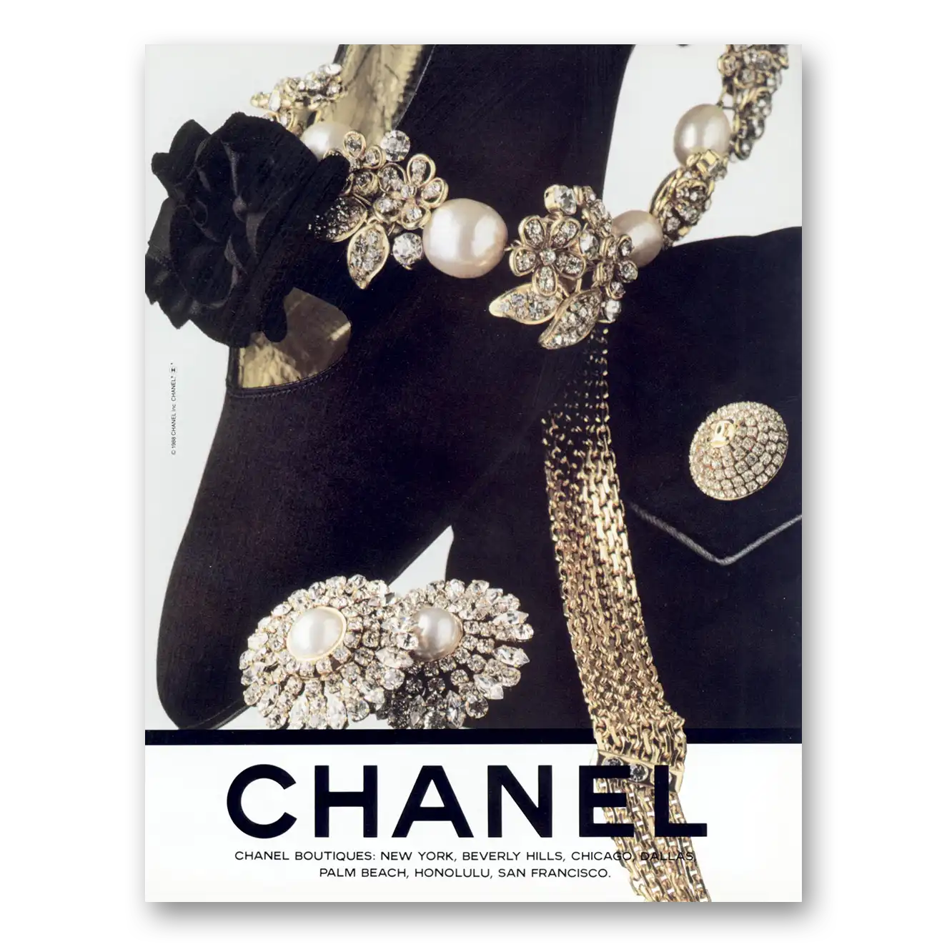 1988 Chanel Jewelry Boutiques New York Beverly Hills Vintage Magazine Print Ad