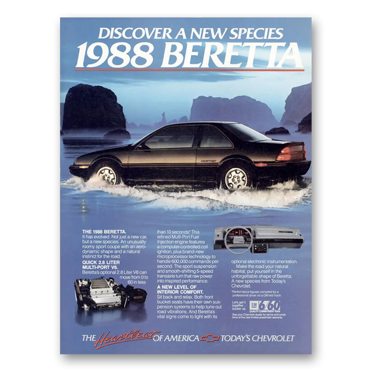 1987 Chevrolet Beretta Discover a New Species Vintage Magazine Print Ad