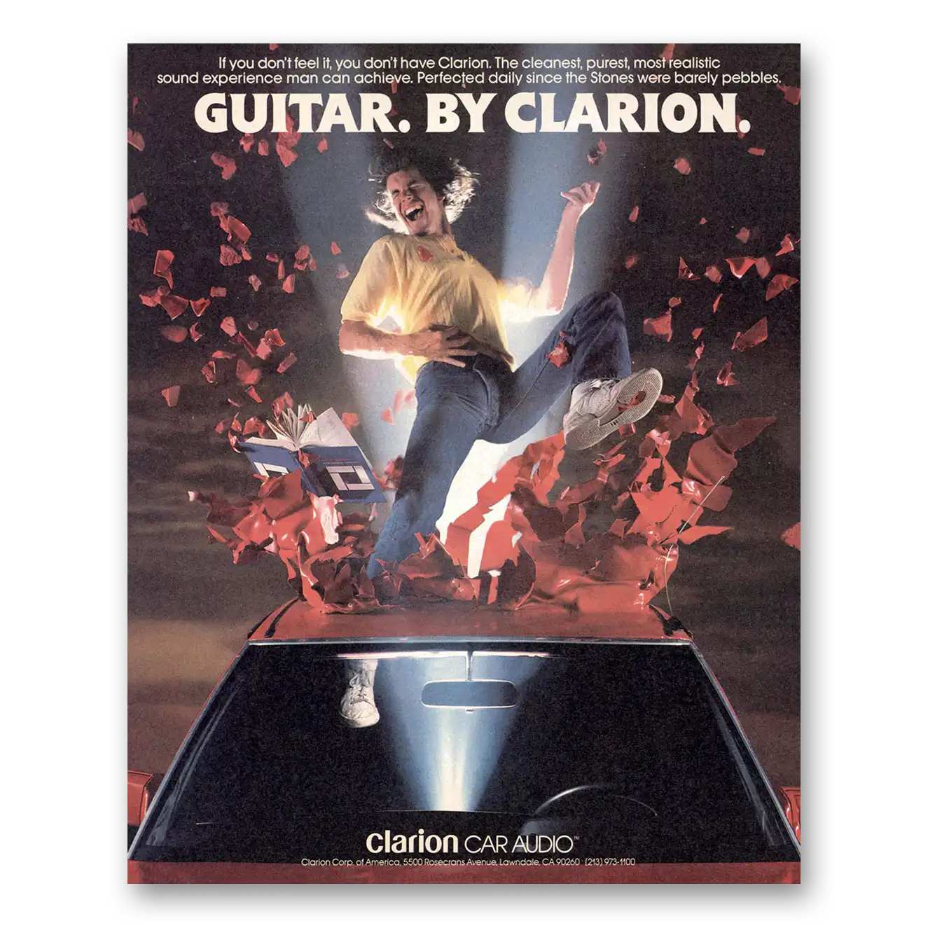 1988 Clarion Car Audio Guitar Vintage Magazine Print Ad